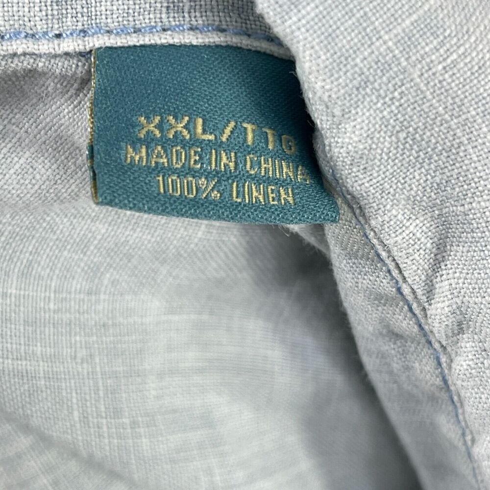 Tommy Bahama Relax Button Up Shirt Men's‎ 2XL Light Blue Pure Linen Long Sleeve - Picture 10 of 13